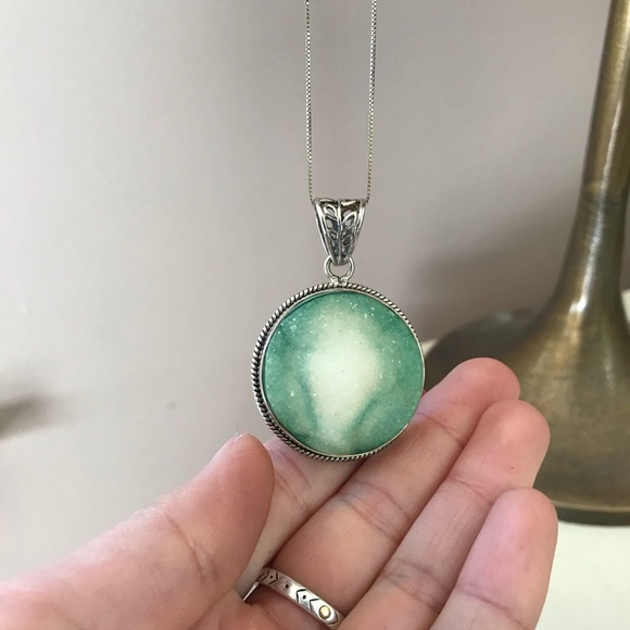 Anthropologie Jewelry - Light Green Crystal Rock Stone Pendant
